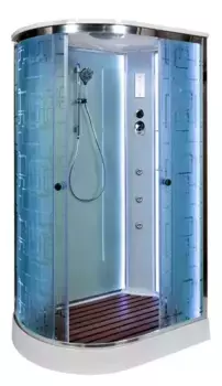 Душевая кабина «AvaCan» EM1512R LED 120/80 низкий поддон матовая с рисунком/хром с гидромассажем с электрикой правая