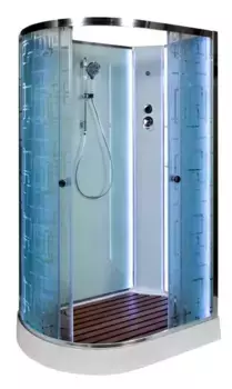 Душевая кабина «AvaCan» EM1512RN LED 120/80 низкий поддон матовая с рисунком/хром без крыши с электрикой правая