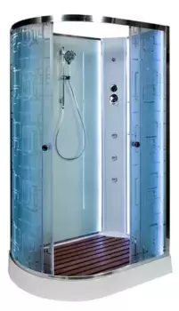 Душевая кабина «AvaCan» EM1512RN LED 120/80 низкий поддон матовая с рисунком/хром без крыши с гидромассажем с электрикой правая