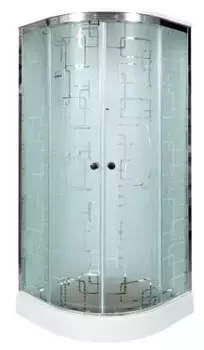 Душевая кабина «AvaCan» EM1580 80/80 низкий поддон матовая с рисунком/хром