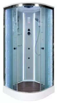 Душевая кабина «AvaCan» EM1580 LED 80/80 низкий поддон матовая с рисунком/хром с гидромассажем с электрикой