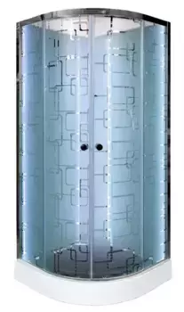 Душевая кабина «AvaCan» EM1580N LED 80/80 низкий поддон матовая с рисунком/хром без крыши с гидромассажем с электрикой