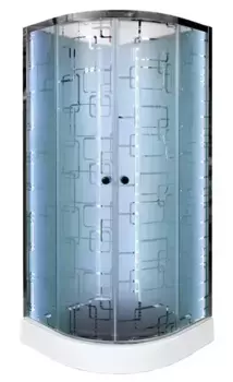 Душевая кабина «AvaCan» EM1580N LED 80/80 низкий поддон матовая с рисунком/хром без крыши с электрикой