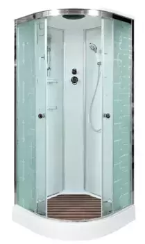 Душевая кабина «AvaCan» EM1590 90/90 низкий поддон матовая с рисунком/хром