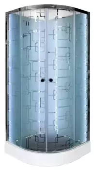 Душевая кабина «AvaCan» EM1590 LED 90/90 низкий поддон матовая с рисунком/хром с гидромассажем с электрикой