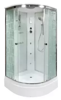 Душевая кабина «AvaCan» EM2710 100/100 средний поддон матовая с рисунком/хром с гидромассажем с электрикой