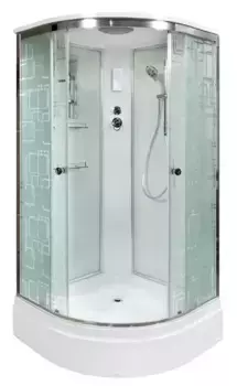 Душевая кабина «AvaCan» EM2710 100/100 средний поддон матовая с рисунком/хром с электрикой