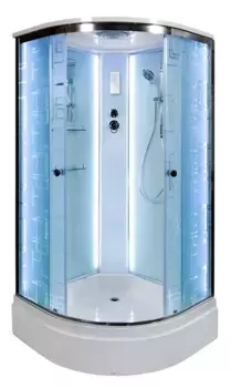 Душевая кабина «AvaCan» EM2710 LED 100/100 средний поддон матовая с рисунком/хром с электрикой