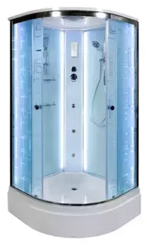 Душевая кабина «AvaCan» EM2710 LED 100/100 средний поддон матовая с рисунком/хром с гидромассажем с электрикой