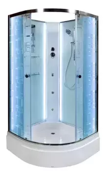 Душевая кабина «AvaCan» EM2710N LED 100/100 средний поддон матовая с рисунком/хром без крыши с гидромассажем с электрикой