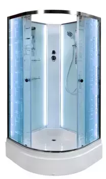 Душевая кабина «AvaCan» EM2710N LED 100/100 средний поддон матовая с рисунком/хром без крыши с электрикой