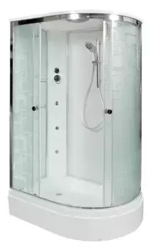 Душевая кабина «AvaCan» EM2712L 120/80 средний поддон матовая с рисунком/хром с гидромассажем левая