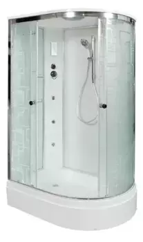 Душевая кабина «AvaCan» EM2712L 120/80 средний поддон матовая с рисунком/хром с гидромассажем с электрикой левая