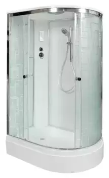 Душевая кабина «AvaCan» EM2712L 120/80 средний поддон матовая с рисунком/хром с электрикой левая