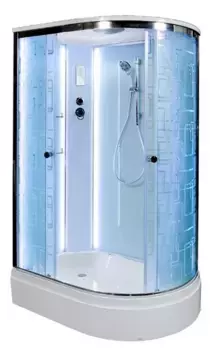 Душевая кабина «AvaCan» EM2712L LED 120/80 средний поддон матовая с рисунком/хром с электрикой левая