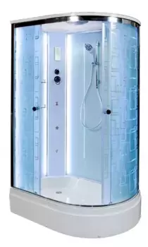 Душевая кабина «AvaCan» EM2712L LED 120/80 средний поддон матовая с рисунком/хром с гидромассажем с электрикой левая