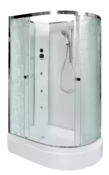 Душевая кабина «AvaCan» EM2712LN 120/80 средний поддон матовая с рисунком/хром без крыши с гидромассажем левая
