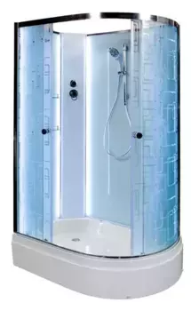 Душевая кабина «AvaCan» EM2712LN LED 120/80 средний поддон матовая с рисунком/хром без крыши с электрикой левая