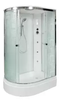 Душевая кабина «AvaCan» EM2712R 120/80 средний поддон матовая с рисунком/хром с гидромассажем с электрикой правая