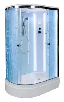 Душевая кабина «AvaCan» EM2712R LED 120/80 средний поддон матовая с рисунком/хром с электрикой правая