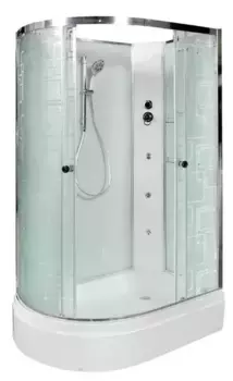 Душевая кабина «AvaCan» EM2712RN 120/80 средний поддон матовая с рисунком/хром без крыши с гидромассажем правая