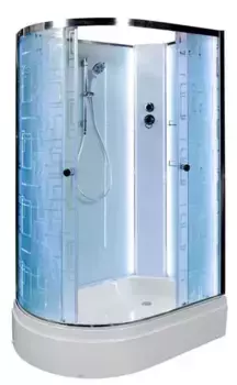 Душевая кабина «AvaCan» EM2712RN LED 120/80 средний поддон матовая с рисунком/хром без крыши с электрикой правая