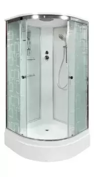 Душевая кабина «AvaCan» EM2780 80/80 средний поддон матовая с рисунком/хром