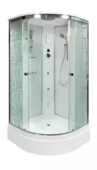 Душевая кабина «AvaCan» EM2780 80/80 средний поддон матовая с рисунком/хром с гидромассажем с электрикой