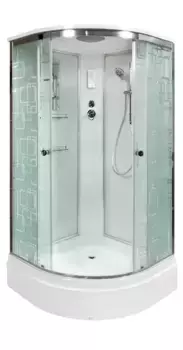 Душевая кабина «AvaCan» EM2780 80/80 средний поддон матовая с рисунком/хром с электрикой