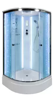 Душевая кабина «AvaCan» EM2780 LED 80/80 средний поддон матовая с рисунком/хром с электрикой