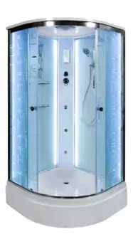 Душевая кабина «AvaCan» EM2780 LED 80/80 средний поддон матовая с рисунком/хром с гидромассажем с электрикой