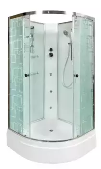 Душевая кабина «AvaCan» EM2780N 80/80 средний поддон матовая с рисунком/хром без крыши с гидромассажем