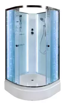 Душевая кабина «AvaCan» EM2780N LED 80/80 средний поддон матовая с рисунком/хром без крыши с электрикой