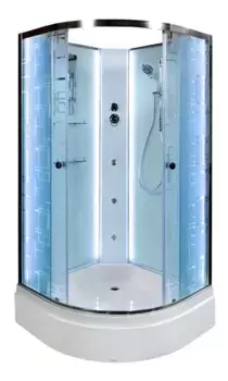 Душевая кабина «AvaCan» EM2780N LED 80/80 средний поддон матовая с рисунком/хром без крыши с гидромассажем с электрикой