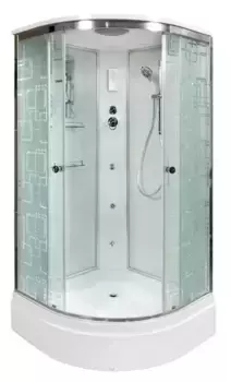 Душевая кабина «AvaCan» EM2790 90/90 средний поддон матовая с рисунком/хром с гидромассажем с электрикой