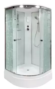 Душевая кабина «AvaCan» EM2790 90/90 средний поддон матовая с рисунком/хром с электрикой