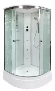 Душевая кабина «AvaCan» EM2790 90/90 средний поддон матовая с рисунком/хром с гидромассажем
