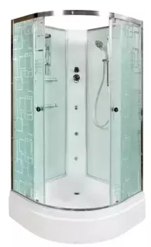 Душевая кабина «AvaCan» EM2790N 90/90 средний поддон матовая с рисунком/хром без крыши с гидромассажем