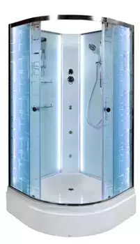 Душевая кабина «AvaCan» EM2790N LED 90/90 средний поддон матовая с рисунком/хром без крыши с гидромассажем с электрикой