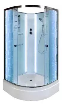 Душевая кабина «AvaCan» EM2790N LED 90/90 средний поддон матовая с рисунком/хром без крыши с электрикой