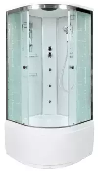 Душевая кабина «AvaCan» EM4510 100/100 высокий поддон матовая с рисунком/хром с гидромассажем