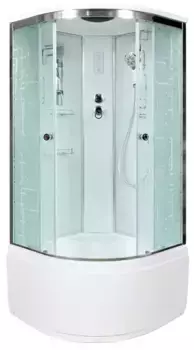 Душевая кабина «AvaCan» EM4510 100/100 высокий поддон матовая с рисунком/хром с электрикой