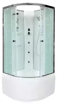 Душевая кабина «AvaCan» EM4510N 100/100 высокий поддон матовая с рисунком/хром без крыши с гидромассажем