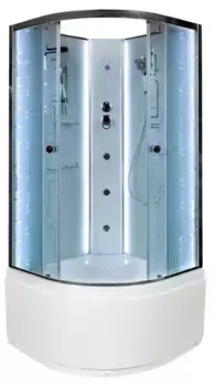 Душевая кабина «AvaCan» EM4510N LED 100/100 высокий поддон матовая с рисунком/хром без крыши с гидромассажем с электрикой