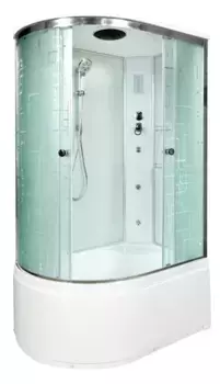 Душевая кабина «AvaCan» EM4511R 110/80 высокий поддон матовая с рисунком/хром с гидромассажем с электрикой правая
