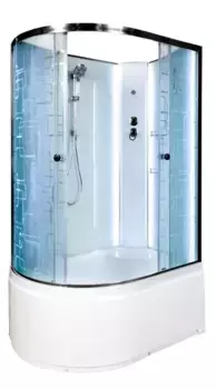 Душевая кабина «AvaCan» EM4511RN LED 110/80 высокий поддон матовая с рисунком/хром без крыши с электрикой правая