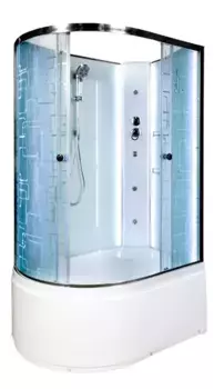 Душевая кабина «AvaCan» EM4511RN LED 110/80 высокий поддон матовая с рисунком/хром без крыши с гидромассажем с электрикой правая