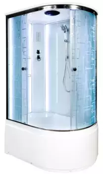 Душевая кабина «AvaCan» EM4512L LED 120/80 высокий поддон матовая с рисунком/хром с электрикой левая