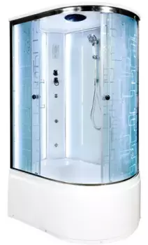 Душевая кабина «AvaCan» EM4512L LED 120/80 высокий поддон матовая с рисунком/хром с гидромассажем с электрикой левая