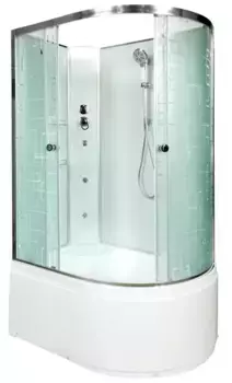 Душевая кабина «AvaCan» EM4512LN 120/80 высокий поддон матовая с рисунком/хром без крыши с гидромассажем левая